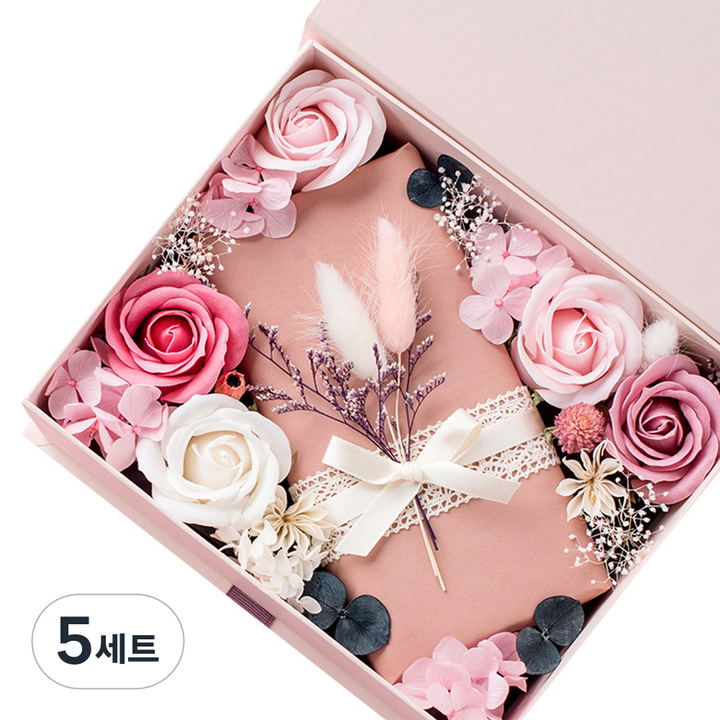 라솔트플라워 프리저브드 초콜릿 플라워박스 핑크, 플라워박스, 페레로로쉐초콜렛 8p, 5세트