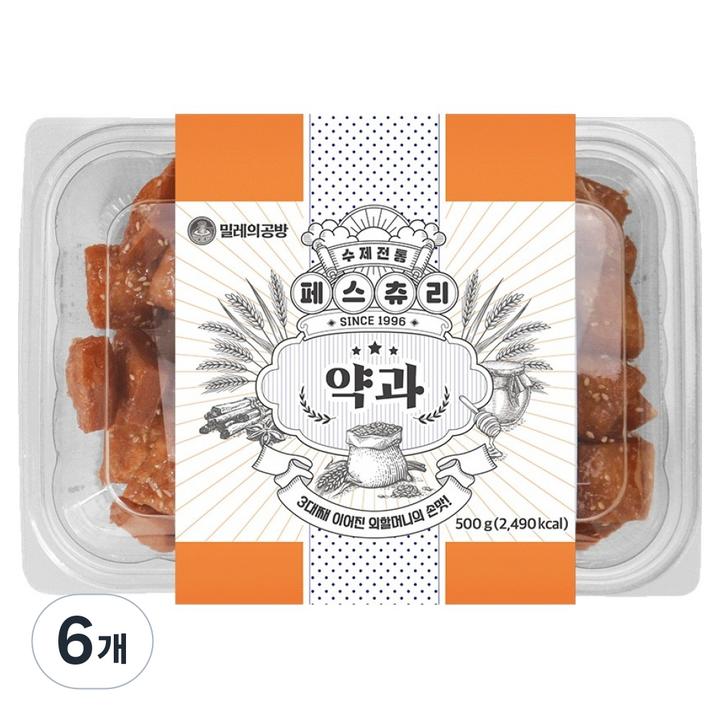 밀레의공방 수제 페스츄리 미니약과, 500g, 6개