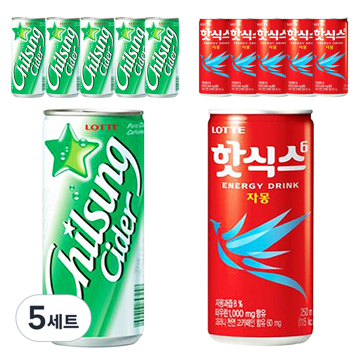 칠성사이다 250ml x 6p + 핫식스 자몽 250ml x 6p, 5세트