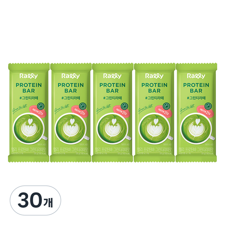 Rally 프로틴바 그린티라떼맛, 58g, 30개