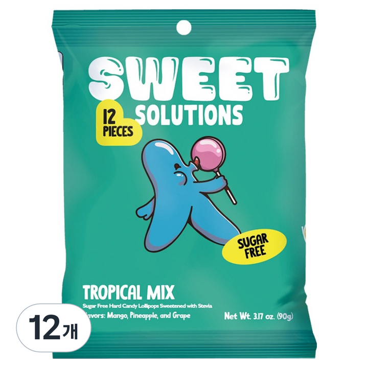 스위트 솔루션즈 트로피칼 믹스 막대사탕, 90g, 12개