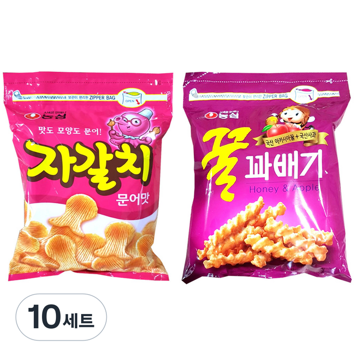 농심 자갈치 지퍼 286g + 꿀꽈배기 지퍼 285g, 10세트