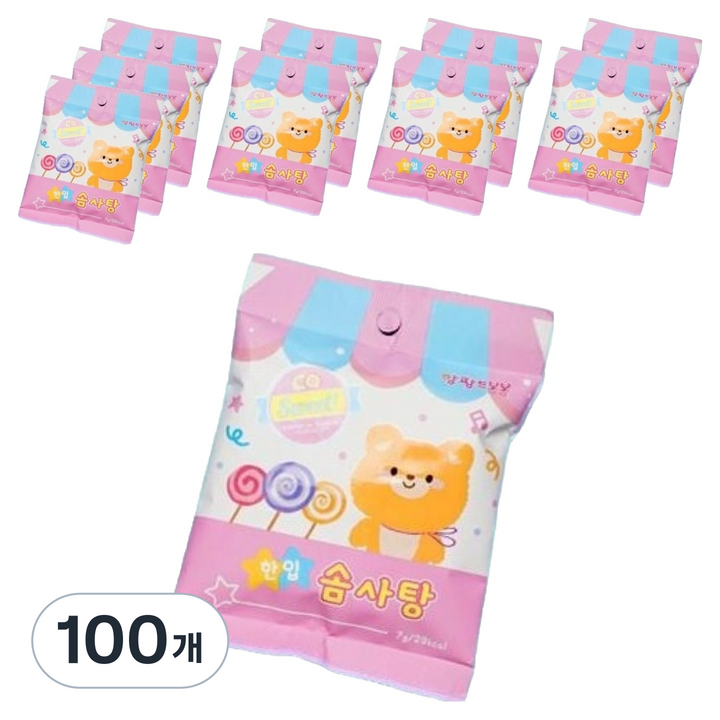 앙팡드봉봉 사탕수수 한입 솜사탕 레인보우, 10g, 100개