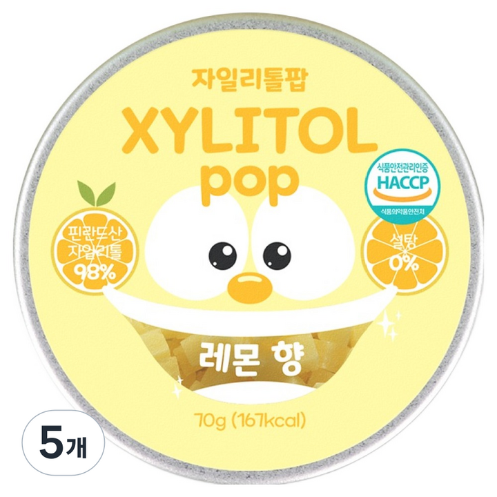 자일리톨팝 틴케이스 레몬비타민, 70g, 5개