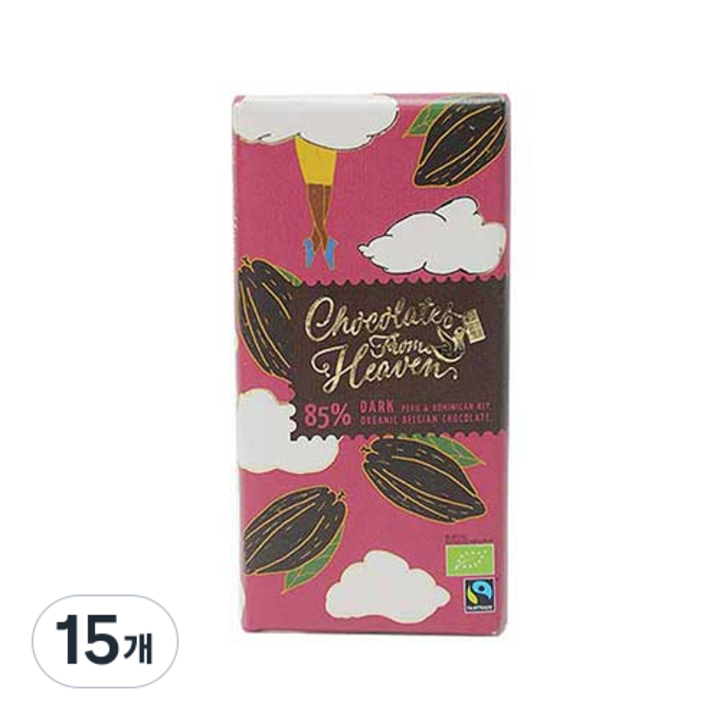 초콜릿프롬헤븐 유기농 다크 85% 초콜릿, 100g, 15개