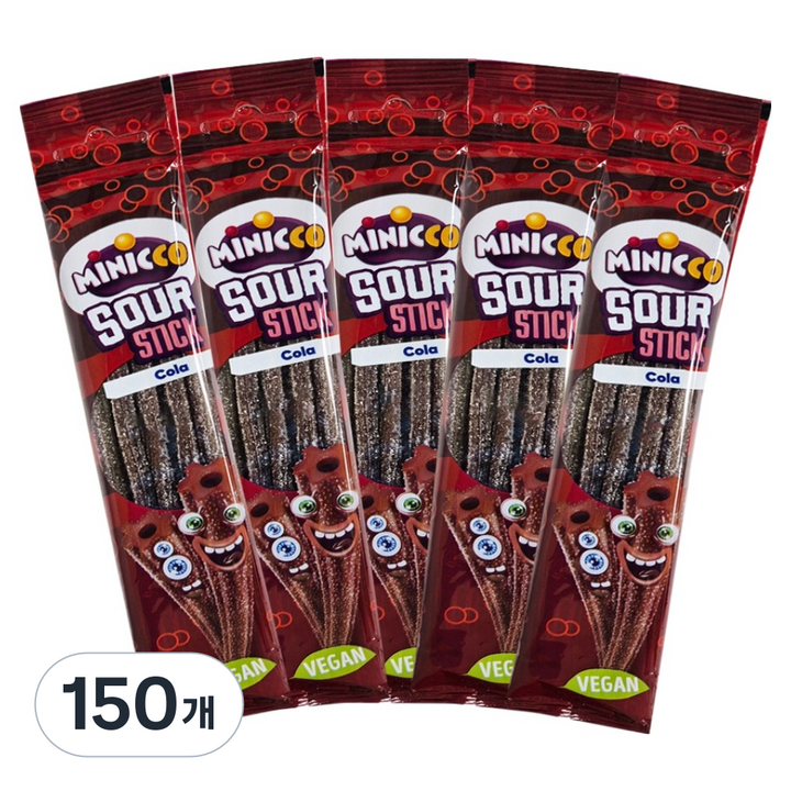 미니꼬 비건젤리 사우어 롱롱 스틱 콜라향, 50g, 150개