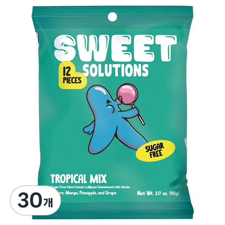 스위트 솔루션즈 트로피칼 믹스 막대사탕, 90g, 30개