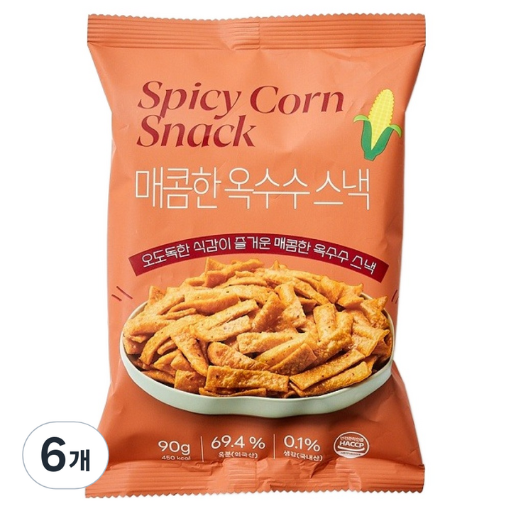 모던하우스 매콤한 옥수수 스낵, 90g, 6개