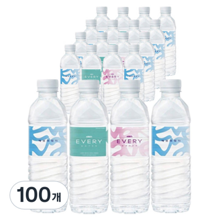 포천음료 에브리워터 생수 랜덤발송, 500ml, 100개