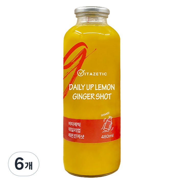 딜리프 비타제틱 데일리업 레몬진저샷 주스, 6개, 480ml