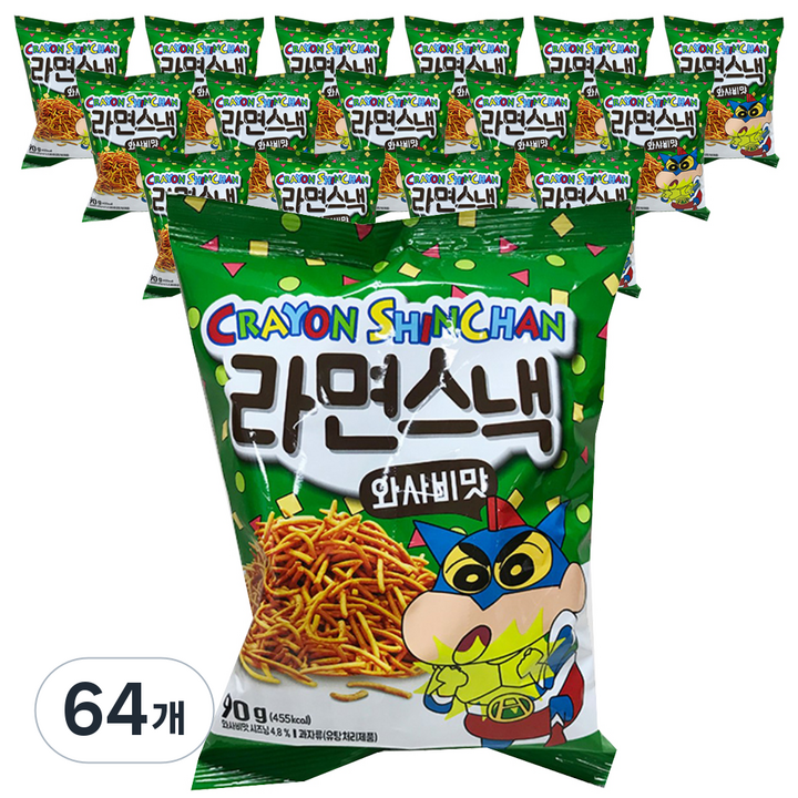 짱구 라면스낵 와사비맛, 90g, 64개