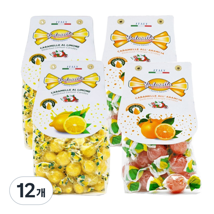 골로셀라 캔디 레몬 200g x 2p + 오렌지 200g x 2p 세트, 12개