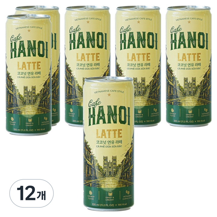 카페하노이 코코넛 연유라떼, 12개, 330ml