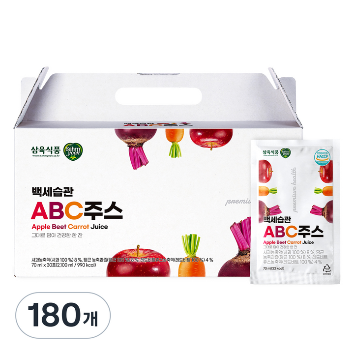 삼육 백세습관 ABC주스, 70ml, 180개
