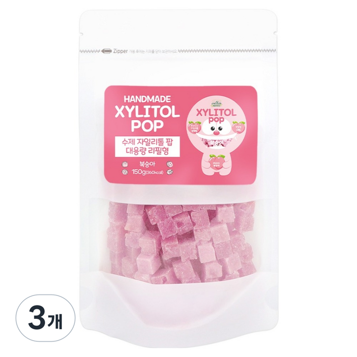 자일리톨팝 파우치 복숭아, 150g, 3개
