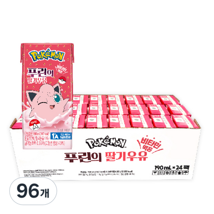 포켓몬 푸린의 딸기 우유, 190ml, 96개