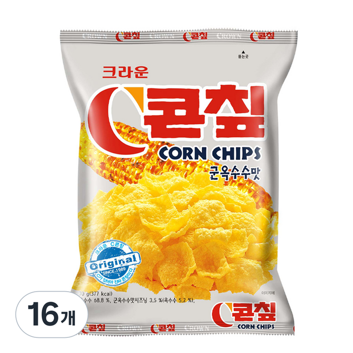 콘칲 크라운 C콘칲 군옥수수맛, 70g, 16개