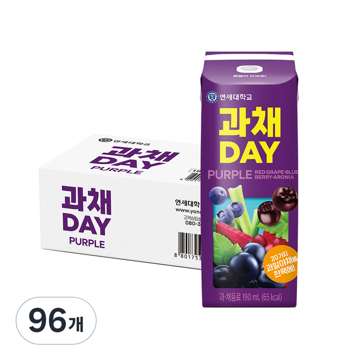 연세유업 과채데이 음료 퍼플, 190ml, 96개