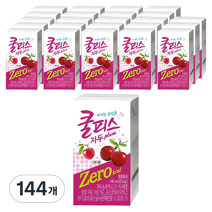 동원 쿨피스 제로 테트라 자두, 140ml, 144개