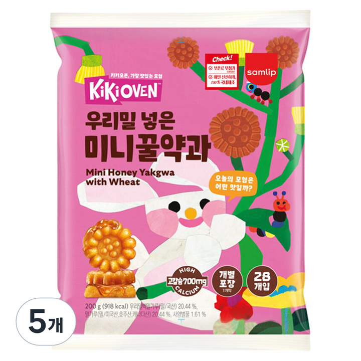 삼립 키키오븐 우리밀 넣은 미니꿀약과, 200g, 5개