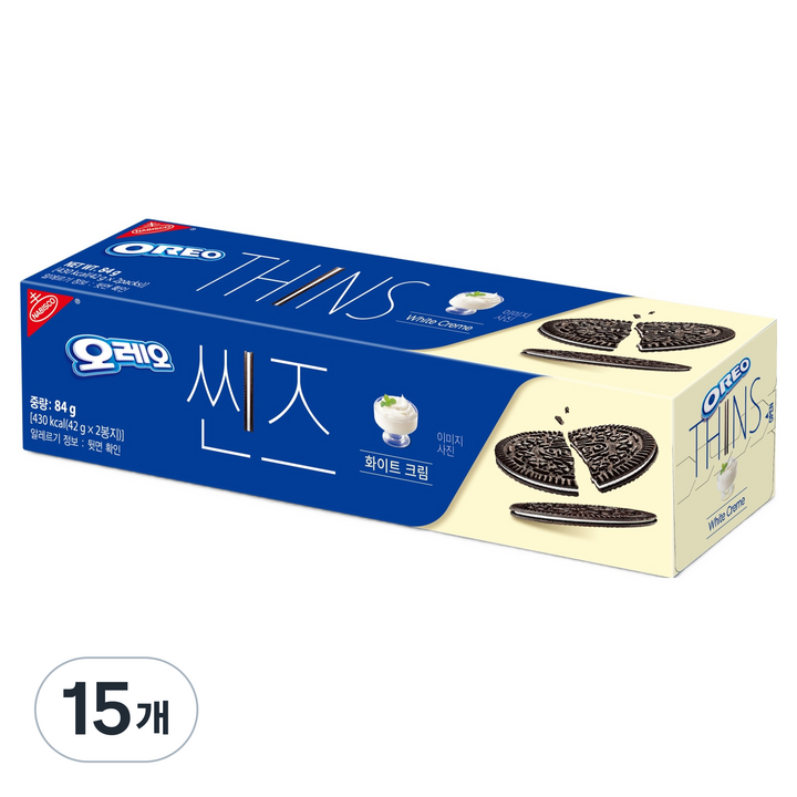 오레오 씬즈 화이트 크림, 84g, 15개
