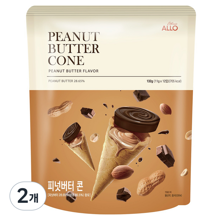 스내픽 피넛 버터콘, 2개, 132g