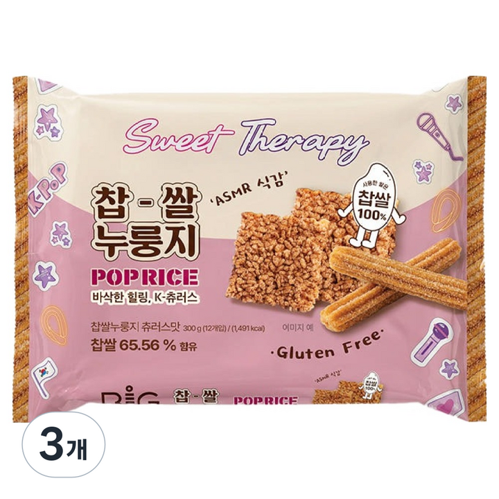 메고지고 찹쌀누룽지 츄러스 쌀과자, 3개, 300g