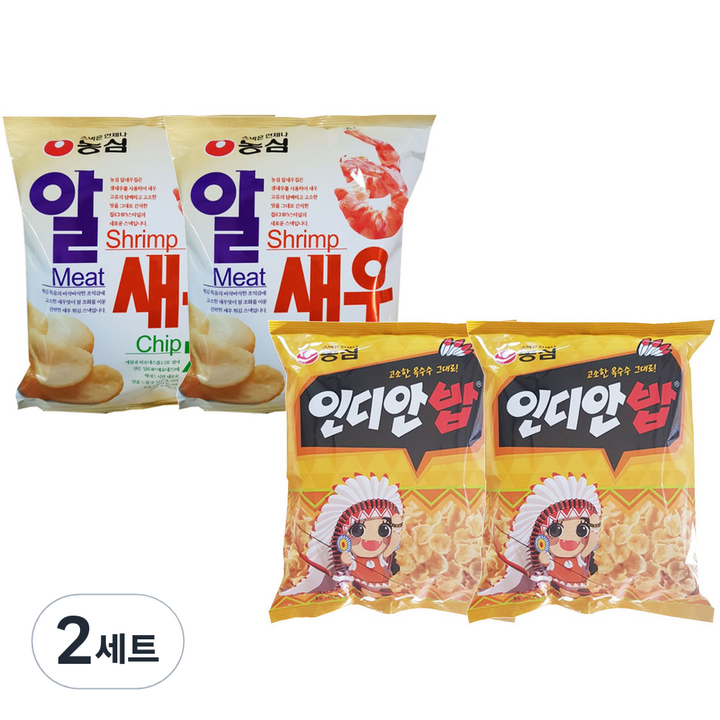 농심 알새우칩 130g x 2p + 인디안밥 150g x 2p, 560g, 2세트