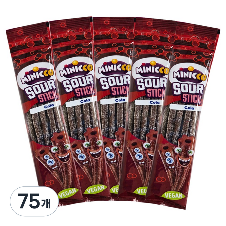 미니꼬 비건젤리 사우어 롱롱 스틱 콜라향, 50g, 75개