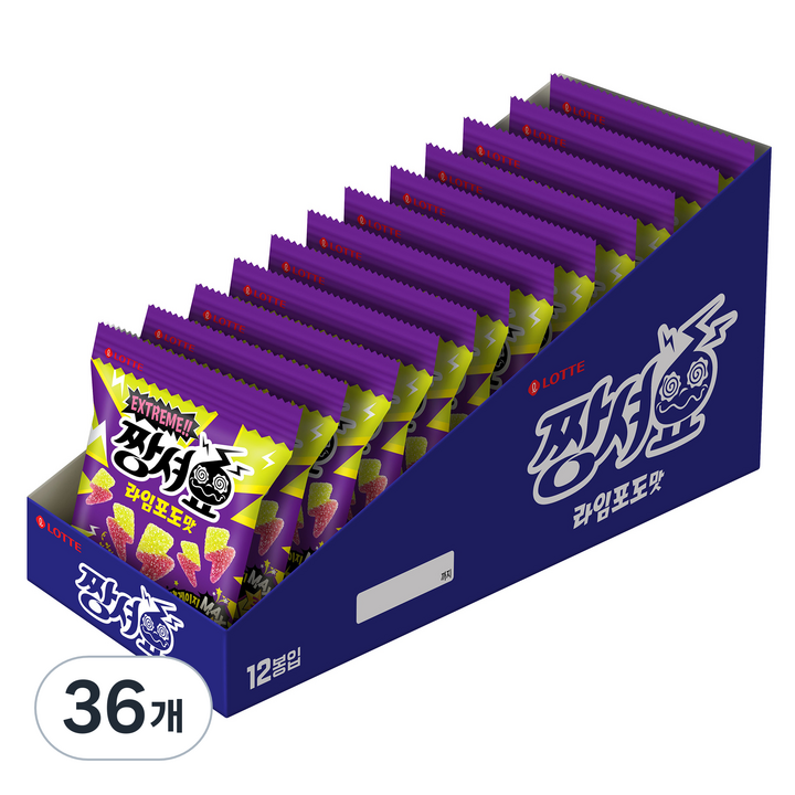 롯데웰푸드 짱셔요 라임포도맛 12개입, 48g, 36개