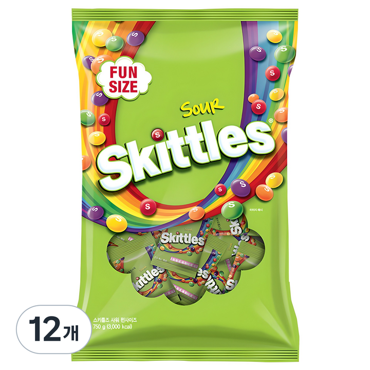 스키틀즈 사워 펀사이즈, 750g, 12개