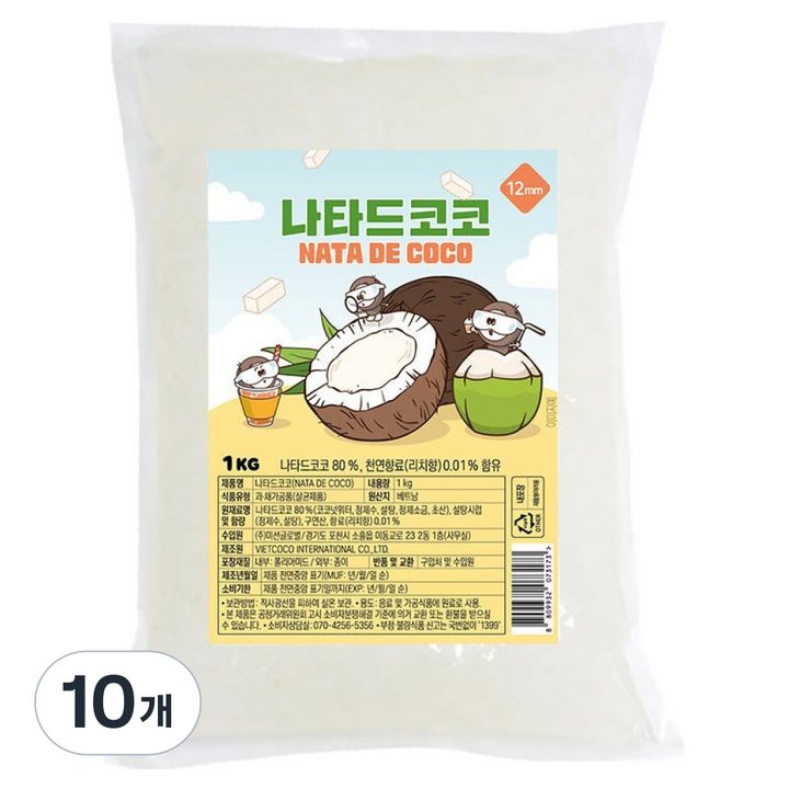 나타드코코 코코넛젤리 누들타입 12mm, 10개, 1kg