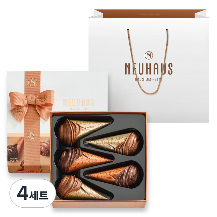 노이하우스 코넷 초콜릿 5p 세트 + 쇼핑백, 87g, 4세트