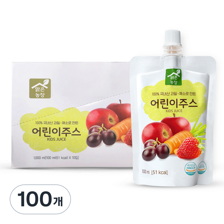 맑은농장 어린이주스, 100ml, 100개