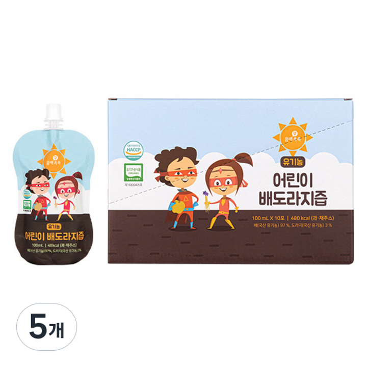 몸애쏙쏙 유기농 어린이 배도라지즙, 1L, 5개, 혼합맛(배/도라지)
