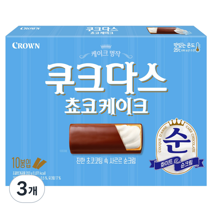 쿠크다스 쵸코케이크, 202g, 3개