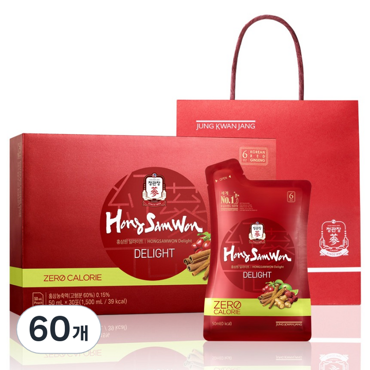홍삼원 딜라이트 + 쇼핑백, 50ml, 60개