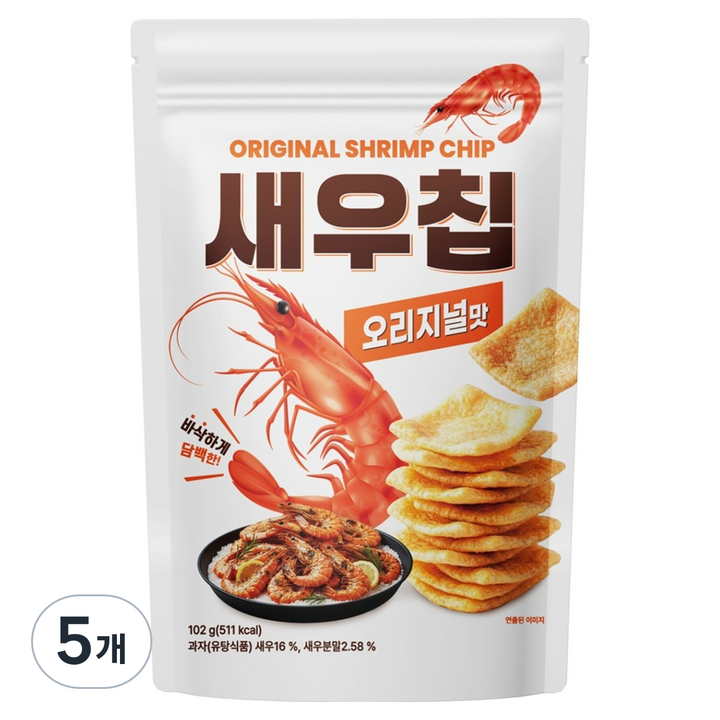 새우칩 오리지널맛, 102g, 5개