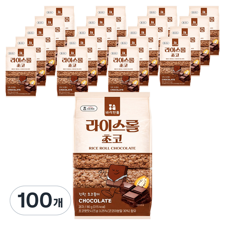 바삭한톨 조은제과 라이스롤 초코, 80g, 100개