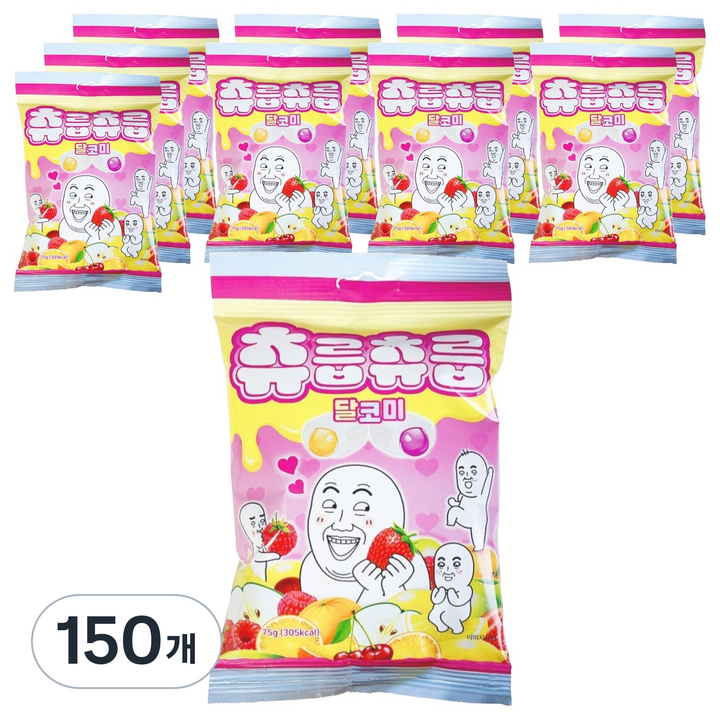 츄릅츄릅 달코미 소프트 츄잉 과일맛 6종 캔디, 75g, 150개