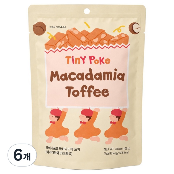 티니포크 마카다미아 토피 카라멜 사탕, 108g, 6개