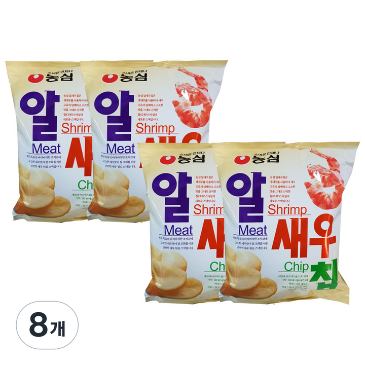 농심 알새우칩, 130g, 8개