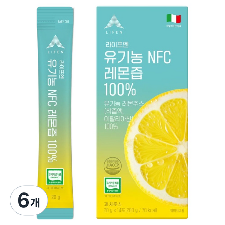 라이프엔 유기농 NFC 레몬즙 100%, 20g, 84개