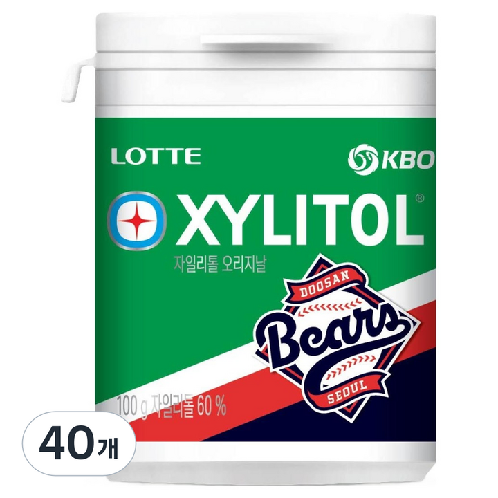 롯데자일리톨 KBO 오리지날 껌 두산 베어스, 100g, 40개