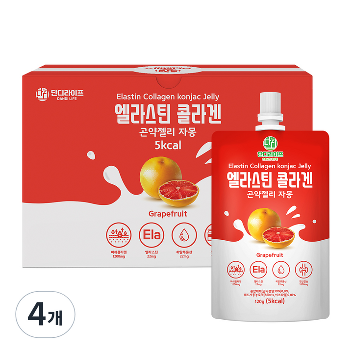 단디라이프 엘라스틴 콜라겐 곤약젤리 자몽맛 10개입, 840g, 4개