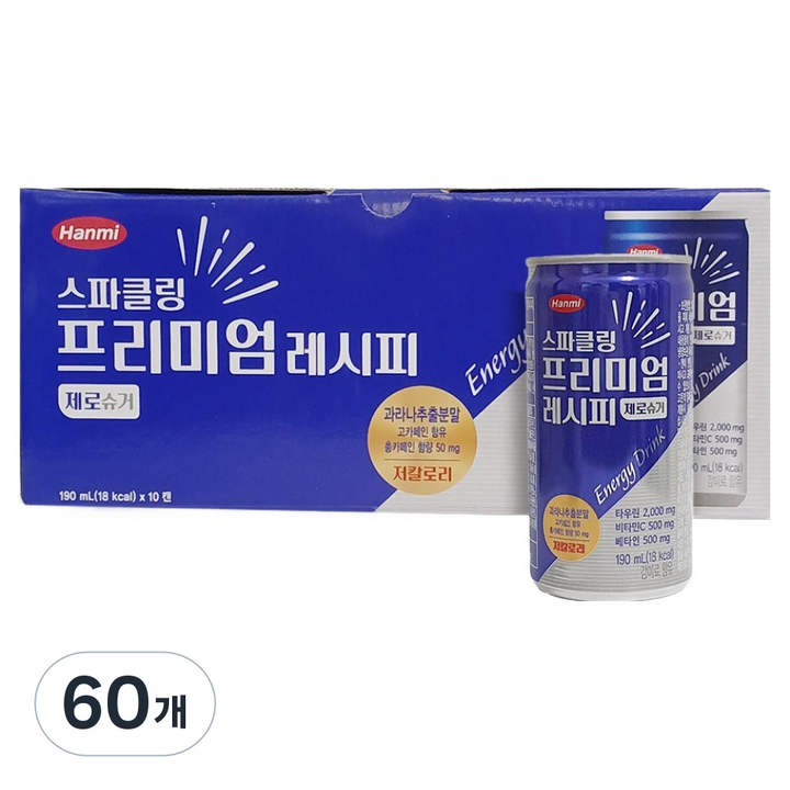 한미헬스 사이언스 스파클링 프리미엄 레시피 제로슈가 음료, 190ml, 60개