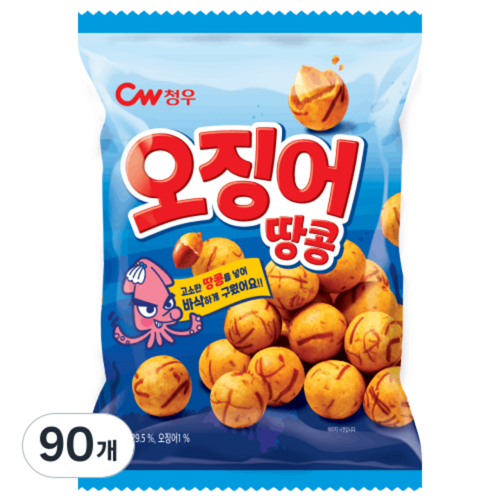 청우식품 오징어땅콩, 90g, 90개