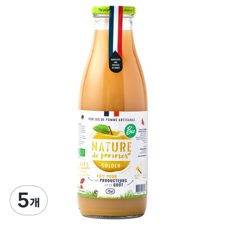 네이쳐 유기농 골든 착즙 사과주스, 5개, 750ml