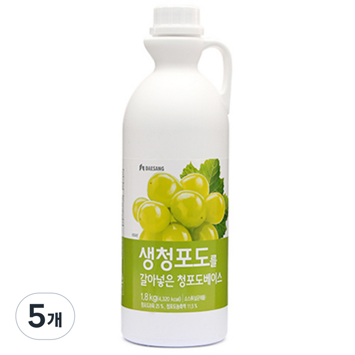 대상 생청포도를 갈아넣은 청포도베이스, 1.8kg, 5개