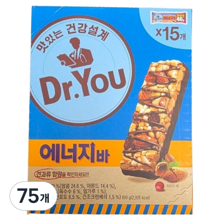닥터유 에너지바 15p, 40g, 75개
